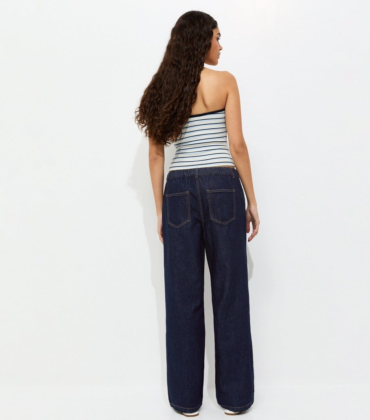 New Look Women's Navy Tie Waist Wide Leg Jeans New Look - 4