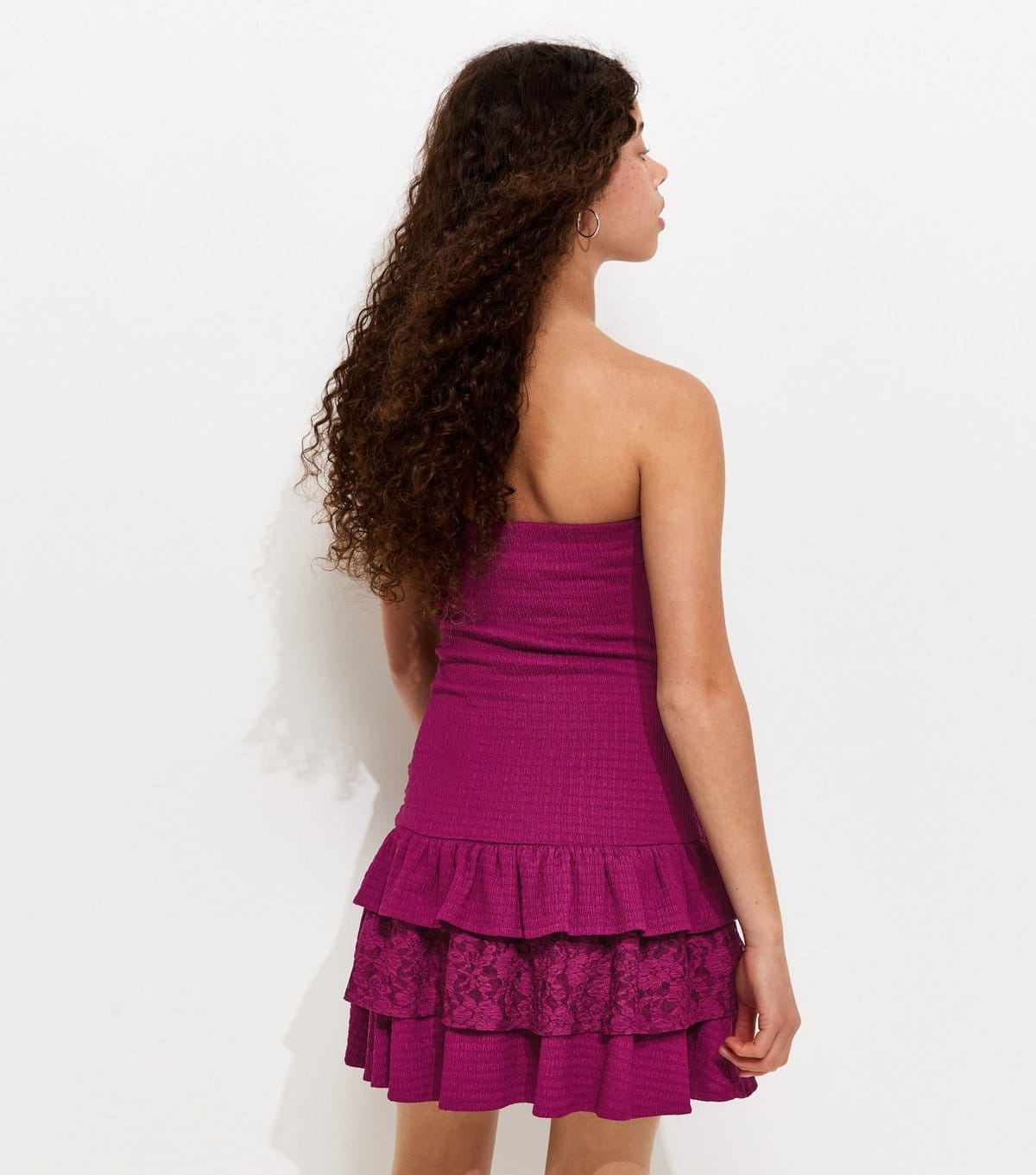 New Look Girls' Burgundy Textured Rara Skirt Bandeau Dress New Look - 4