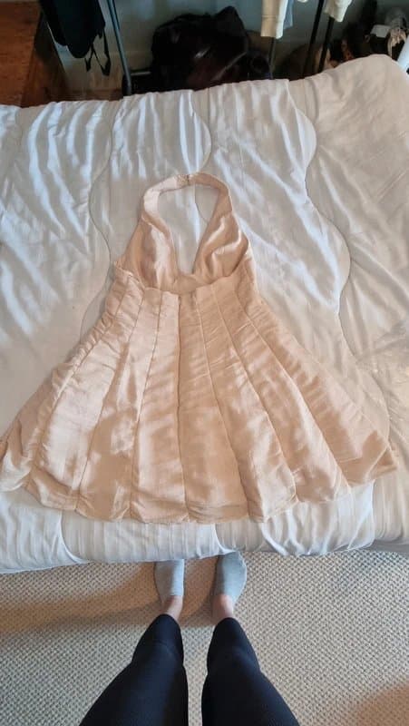 ASOS Asos Luxe scalloped detailed champagne halter dress