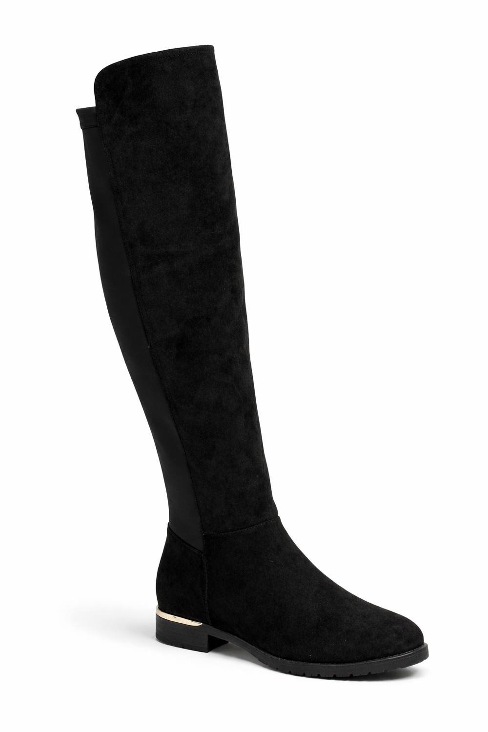 Spot On Spot On Women's Over The Knee Stretch Boot with Low Heel & Flexible Sole in Black - 3