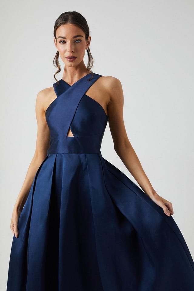 Coast Coast Women's Cross Neck Twill Bridesmaid Dress in Navy - 2