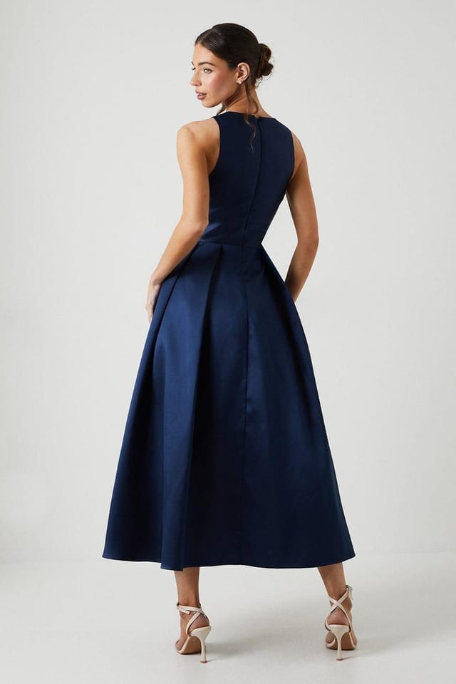 Coast Coast Women's Cross Neck Twill Bridesmaid Dress in Navy - 3