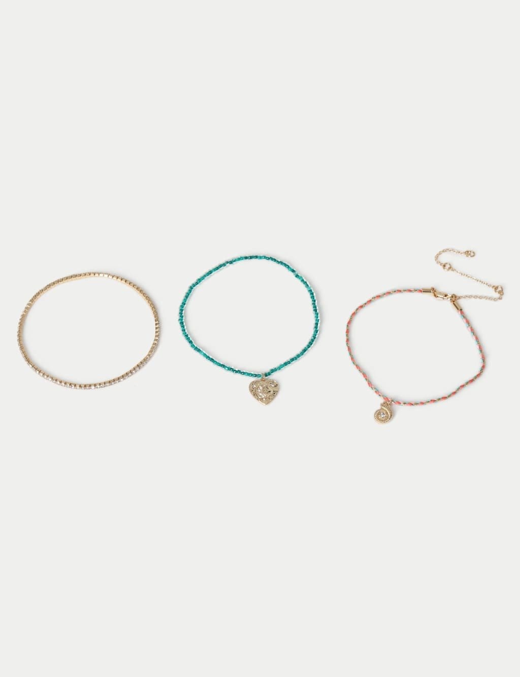 Marks & Spencer M&S 3 Pack Beaded Charm Anklet Multi - 1
