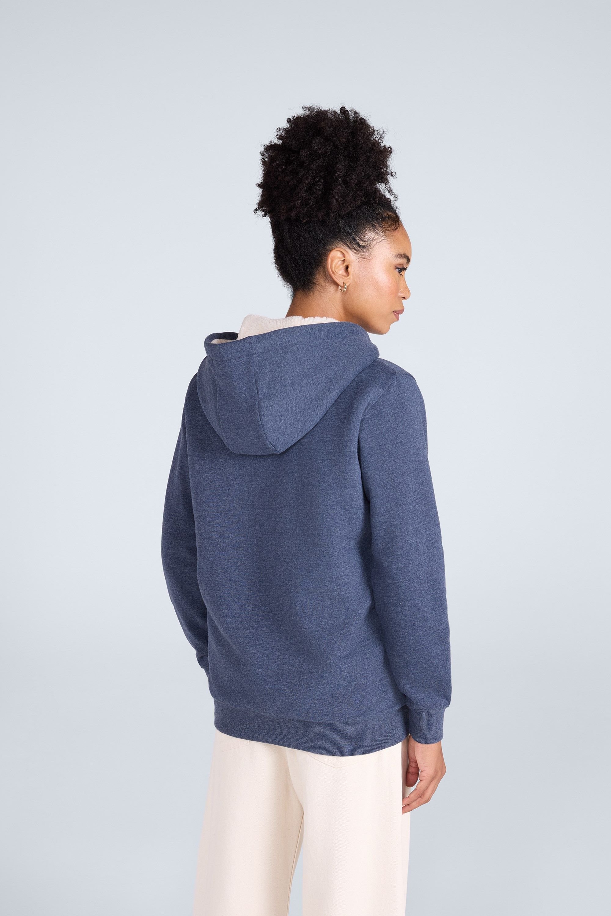 Animal Animal Women's 'Zuri' Full Zip Lightweight Fleece Lined Cotton Relaxed Fit Hoodie in Dark Blue - 4