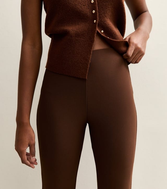 New Look Women's Dark Brown Rib Flared Trousers New Look - 3