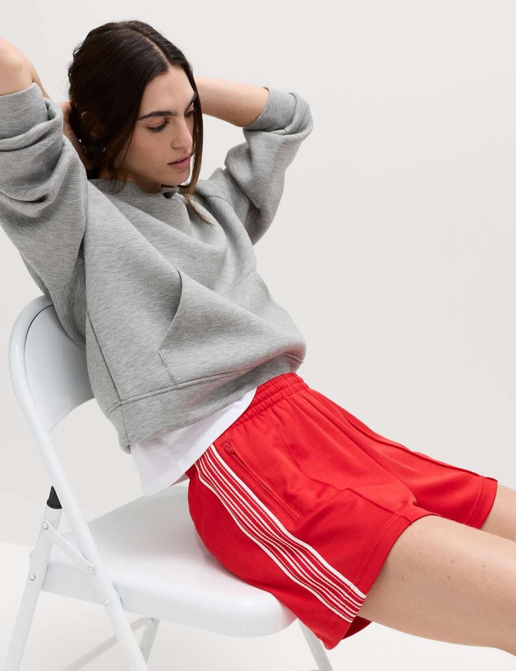 Marks & Spencer M&S Cotton Rich Side Stripe Shorts Red