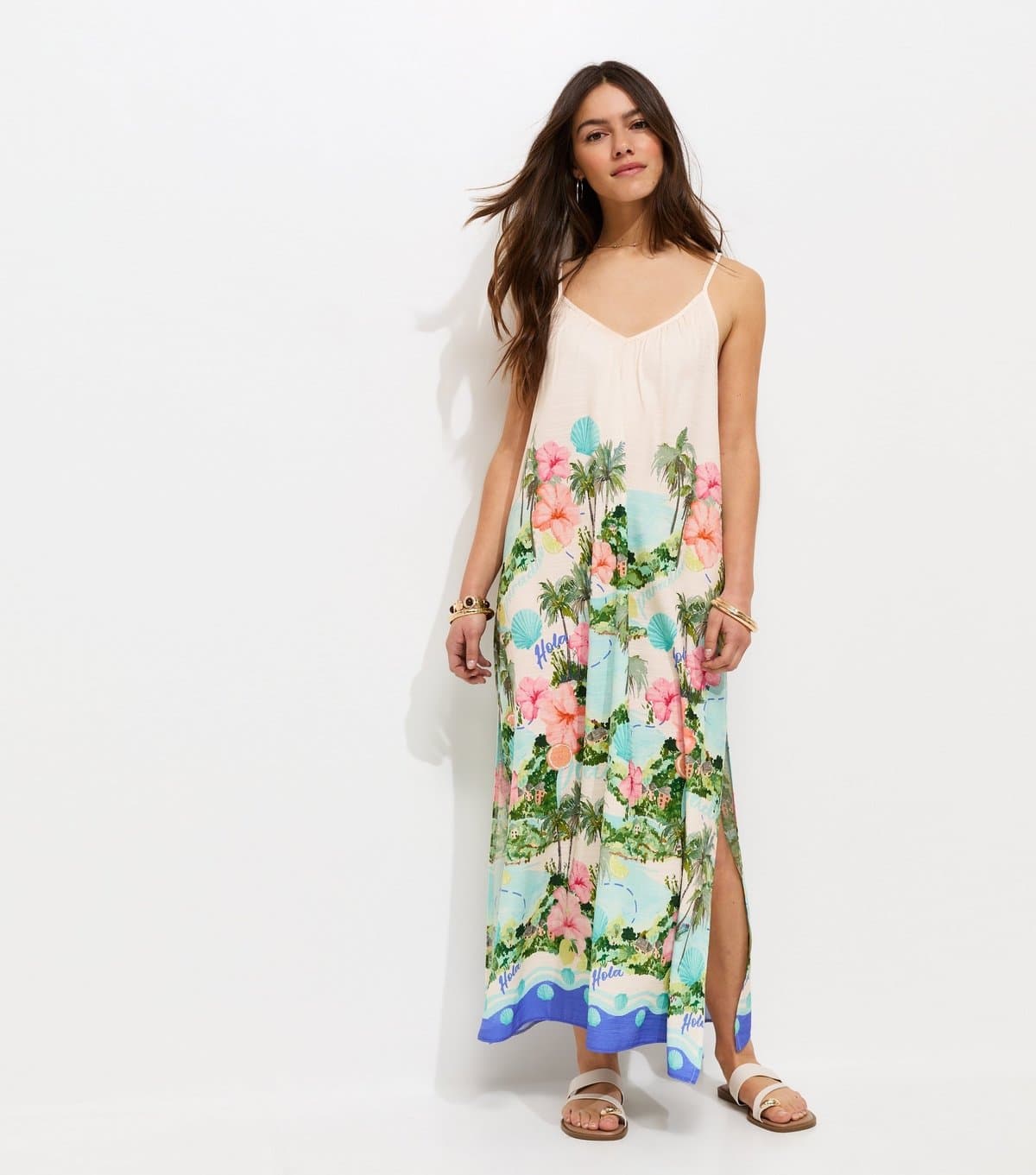 New Look Women's Petite White Tropical Beach Maxi Dress New Look