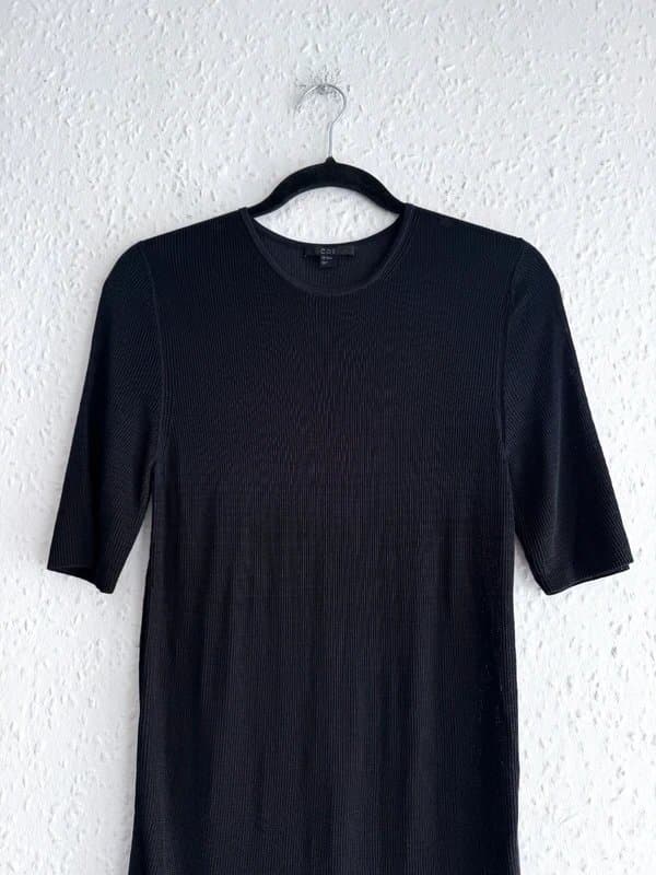 COS Women's COS Black/Navy Fine Ribbed Knit Sheer Crew Neck Dress - Size XS