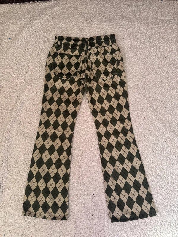 ASOS Design ASOS  Green & Cream  Flared Trousers UK 8 New without tags