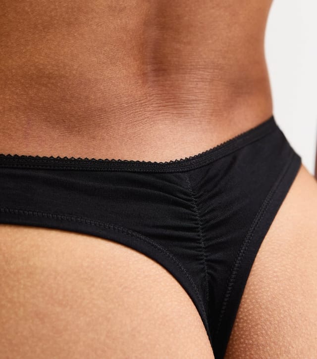 New Look Women's Black Ruched Front Thong New Look - 3