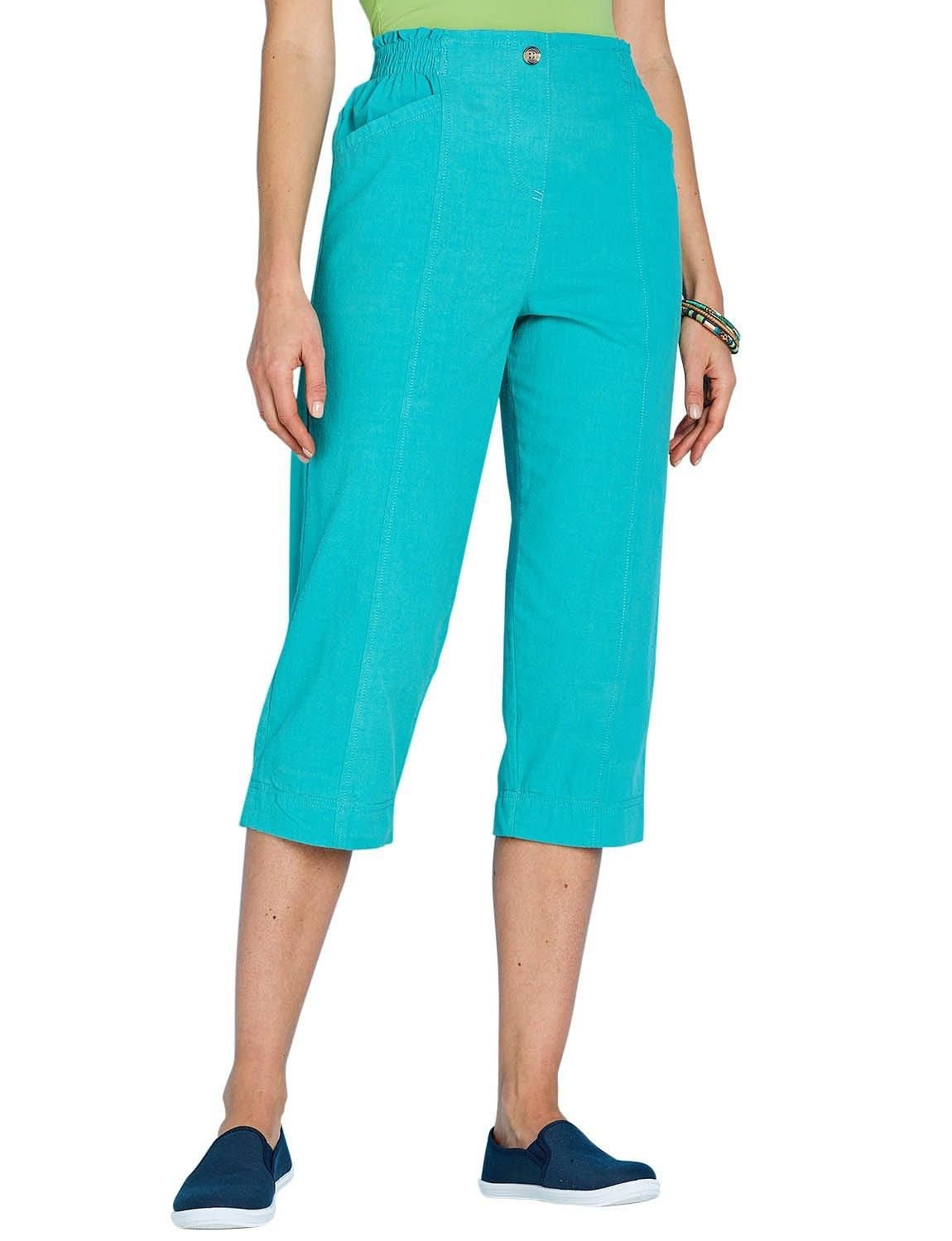 Amber Amber Women's Pack of 2 Cotton Crop Trousers in Turquoise - 2