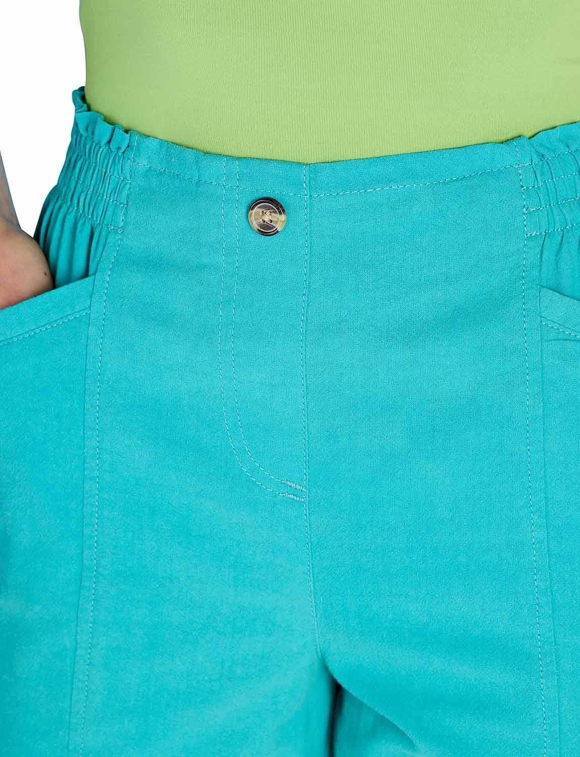 Amber Amber Women's Pack of 2 Cotton Crop Trousers in Turquoise - 4