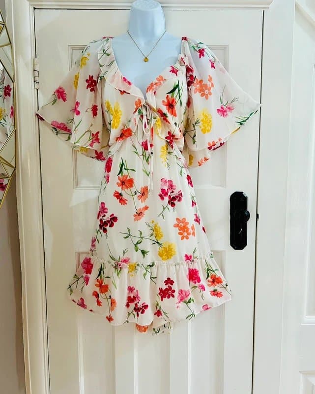 Friends Like These chiffon ruffle mini dress wedding special occasion Holiday 16