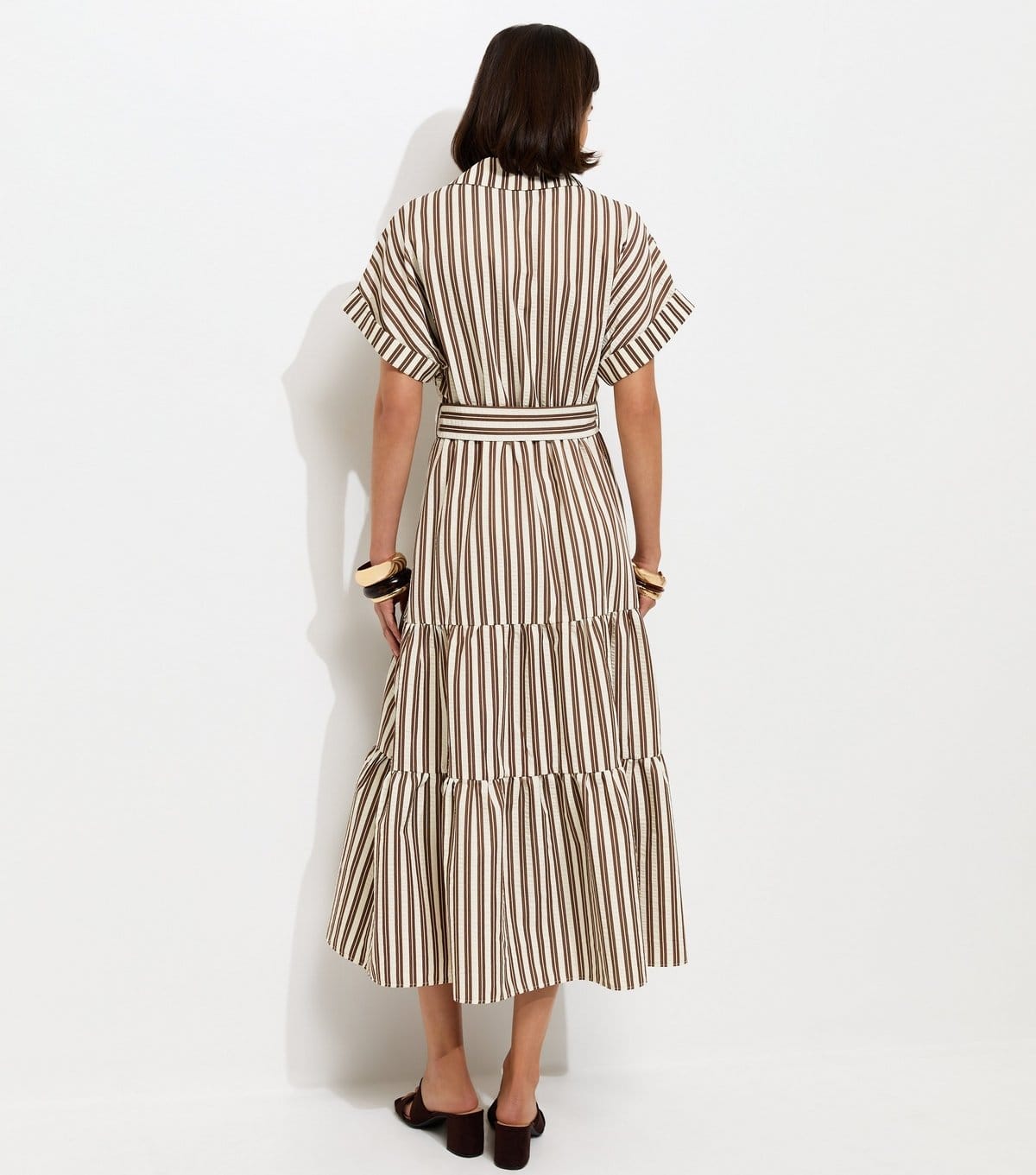 New Look Women's Brown Striped Tiered Wrap Midi Dress New Look - 4