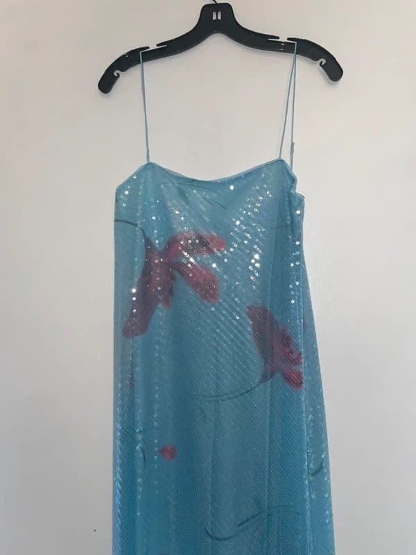 Rat & Boa Rat & Boa Marisol Blue Red Sequins floral maxi dress Size UK L RRP £325