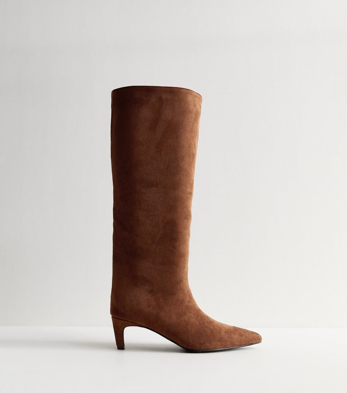 New Look Women's Slim Calf Fit Brown Faux Suede Knee High Boots Vegan New Look