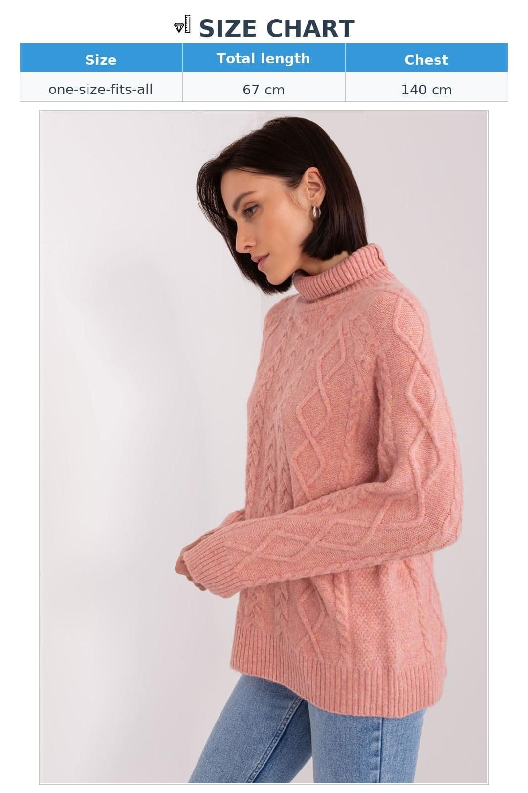 Love Lace Love Lace Women's Plaid Textured Turtleneck Acrylic Sweater in Pink - 4