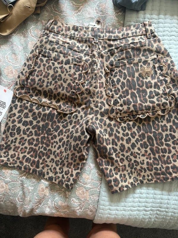 Never Fully Dressed Leopard denim short size 10