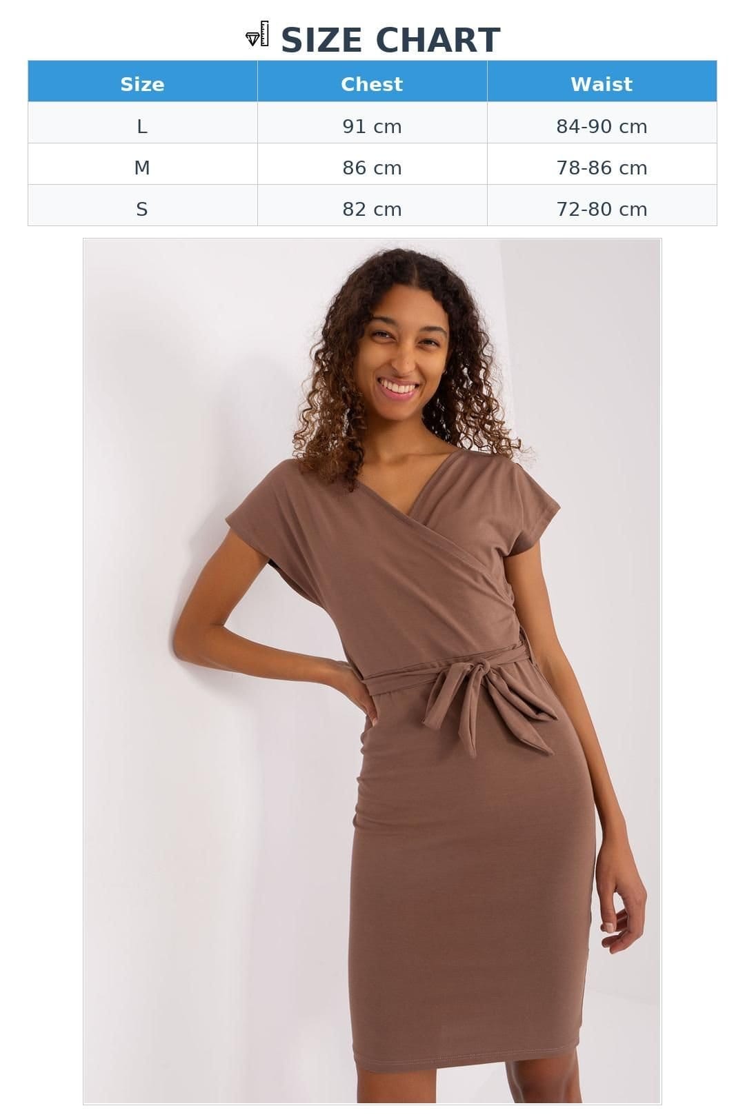 Love Lace Love Lace Women's Cotton Pencil Summer Dress with Tie Belt in Brown - 4