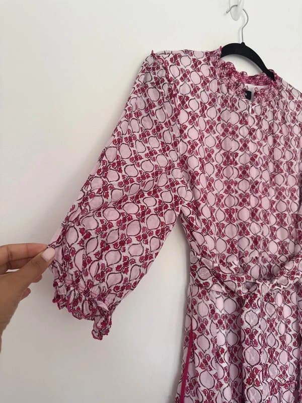 ME+EM ME+EM Silk and Cotton Summer Brocade Swing Dress - size uk 14