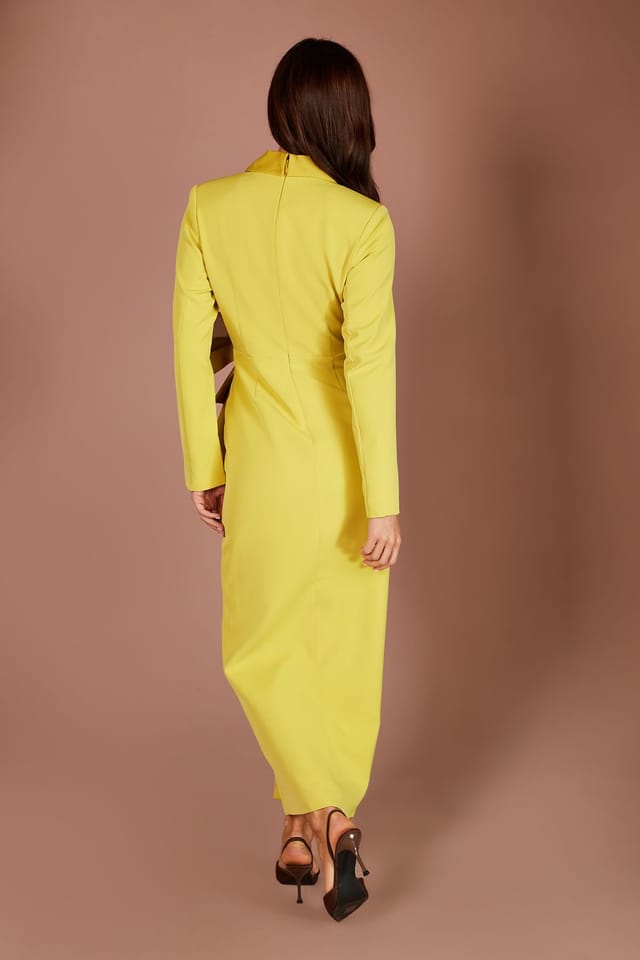 Coast Coast Women's Muse Bow Front Satin Maxi Dress in Chartreuse - 3