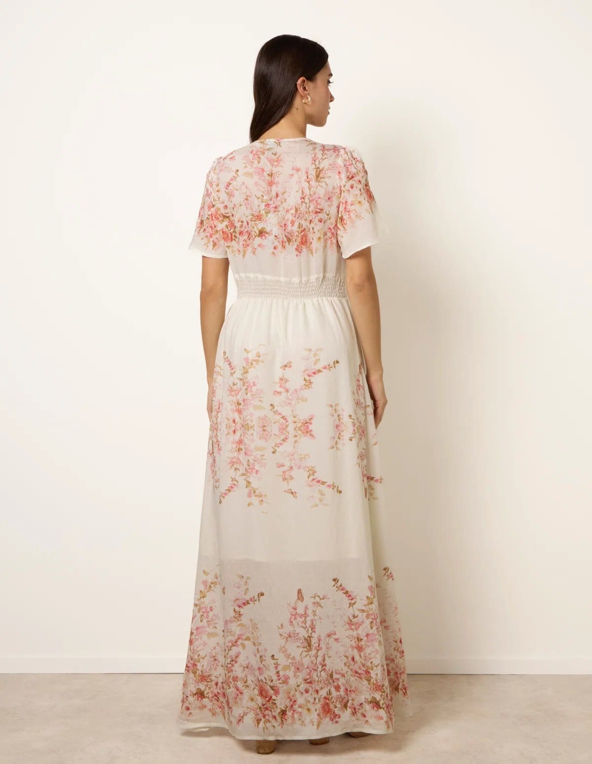 Blue Vanilla Floral Print Button Front Maxi Dress - 4