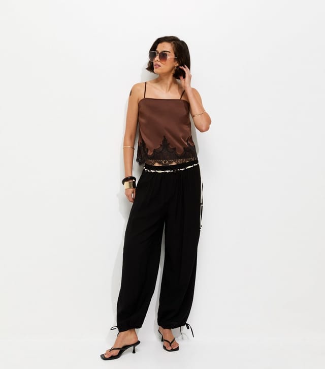 New Look Women's Dark Brown Lace Short Cami Vest Top New Look - 3
