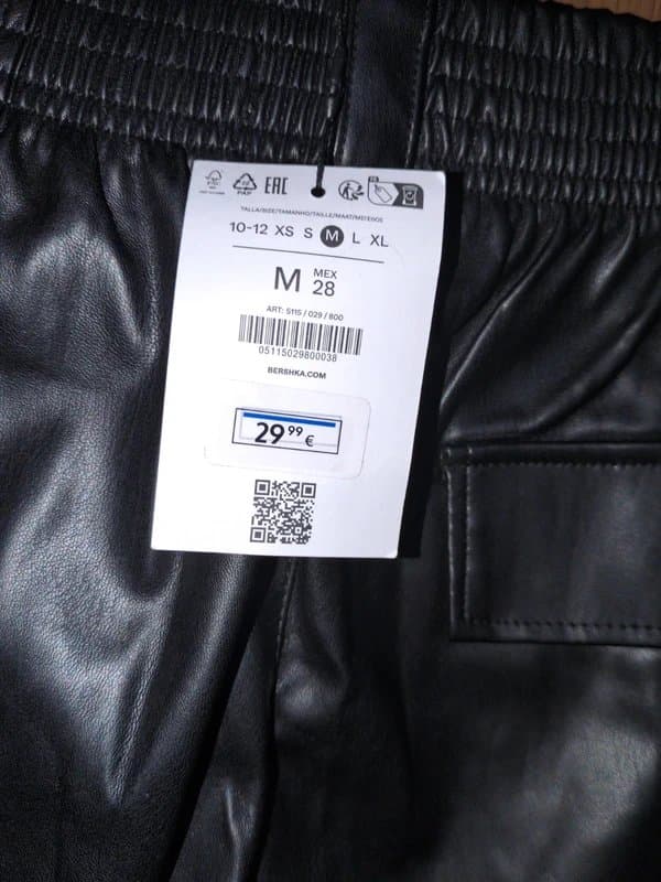 Bershka Black faux leather trousers with tag size M
