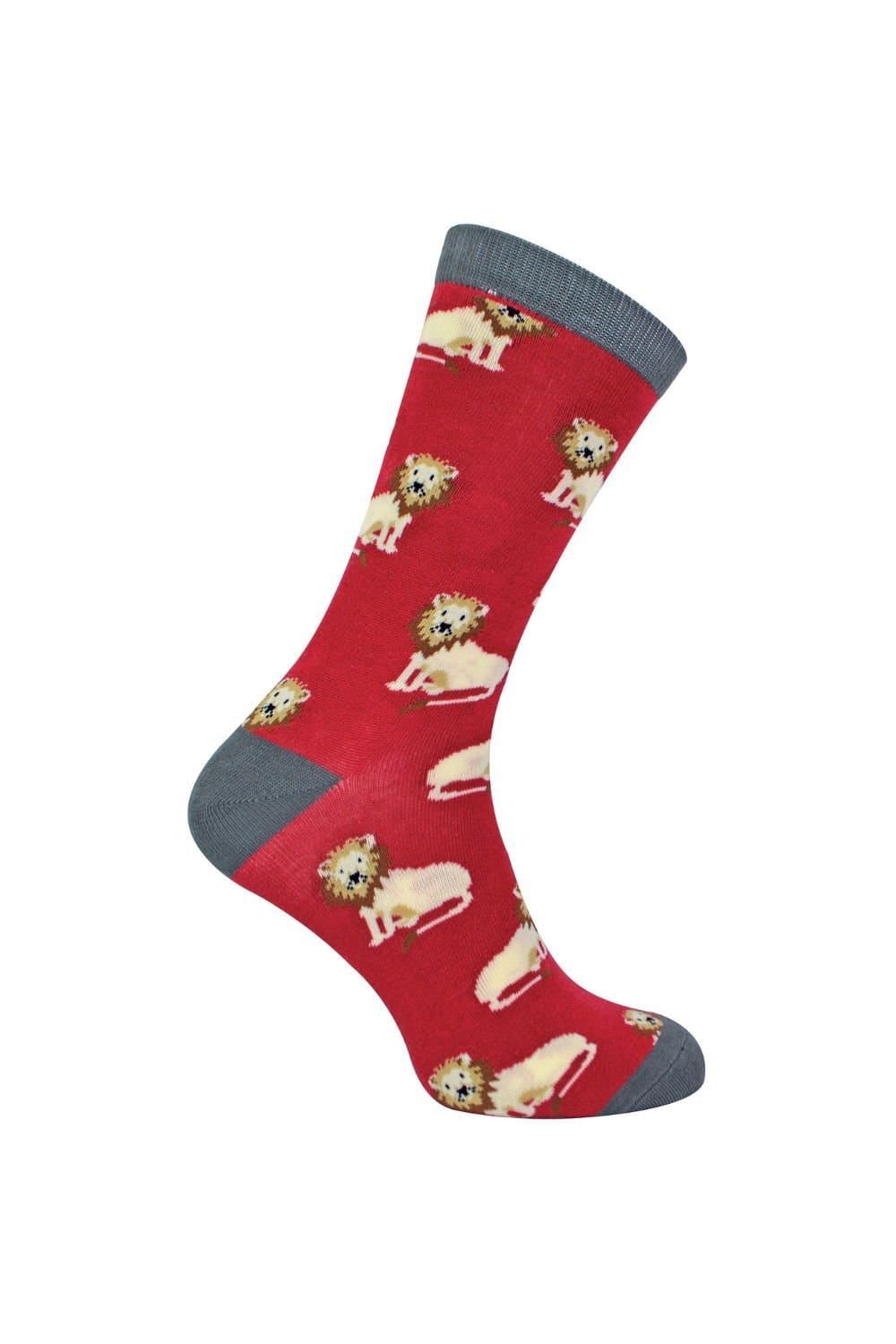 Mr Heron Mr Heron Men's Dark Red Animal Patterned Bamboo Socks