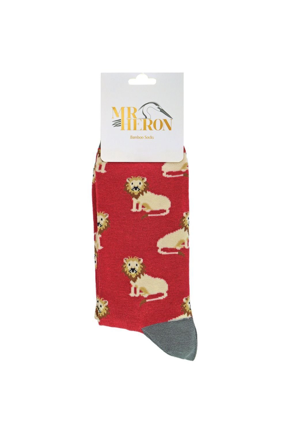 Mr Heron Mr Heron Men's Animal Patterned Soft Breathable Bamboo Novelty Socks in Dark Red - 2