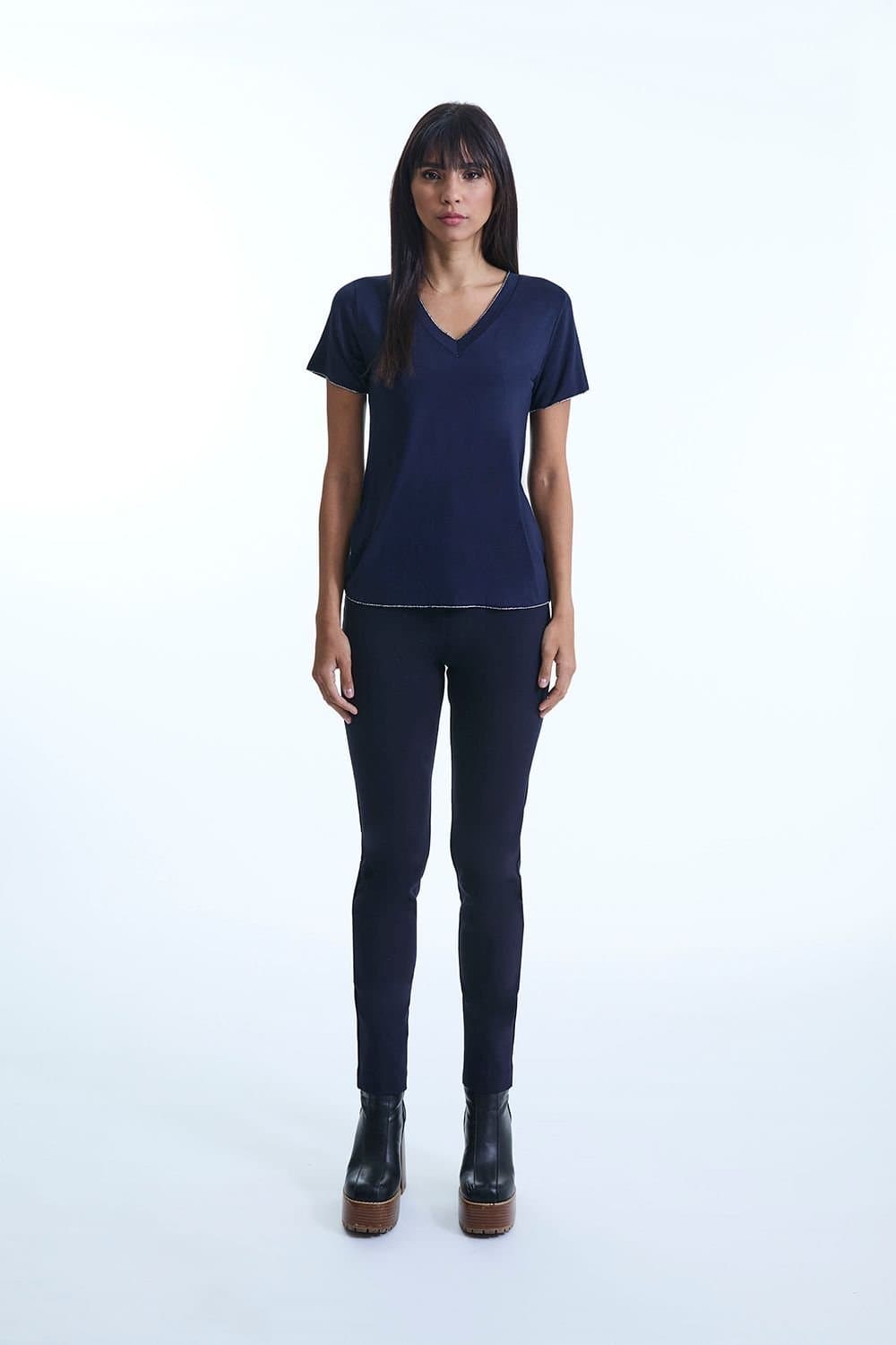 James Lakeland James Lakeland Women's V-neck Navy T-shirt