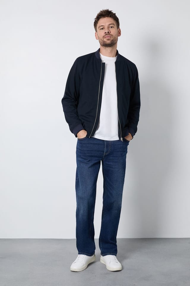 Burton Burton Men's Dark Wash Stretch Regular Straight Fit Jeans in Dark Blue - 2