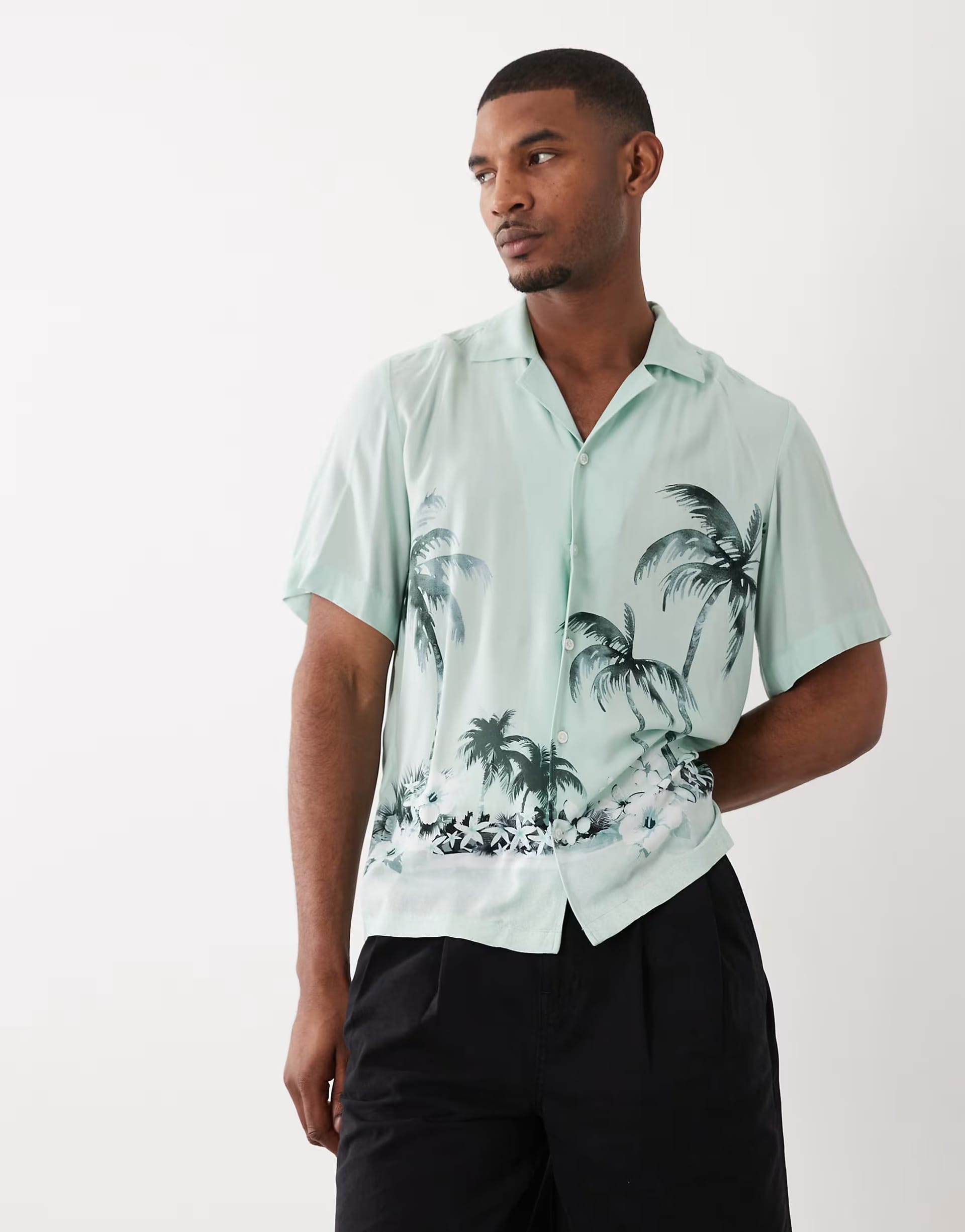 Hugo Boss Turquoise Printed Short Sleeve Shirt by ASOS