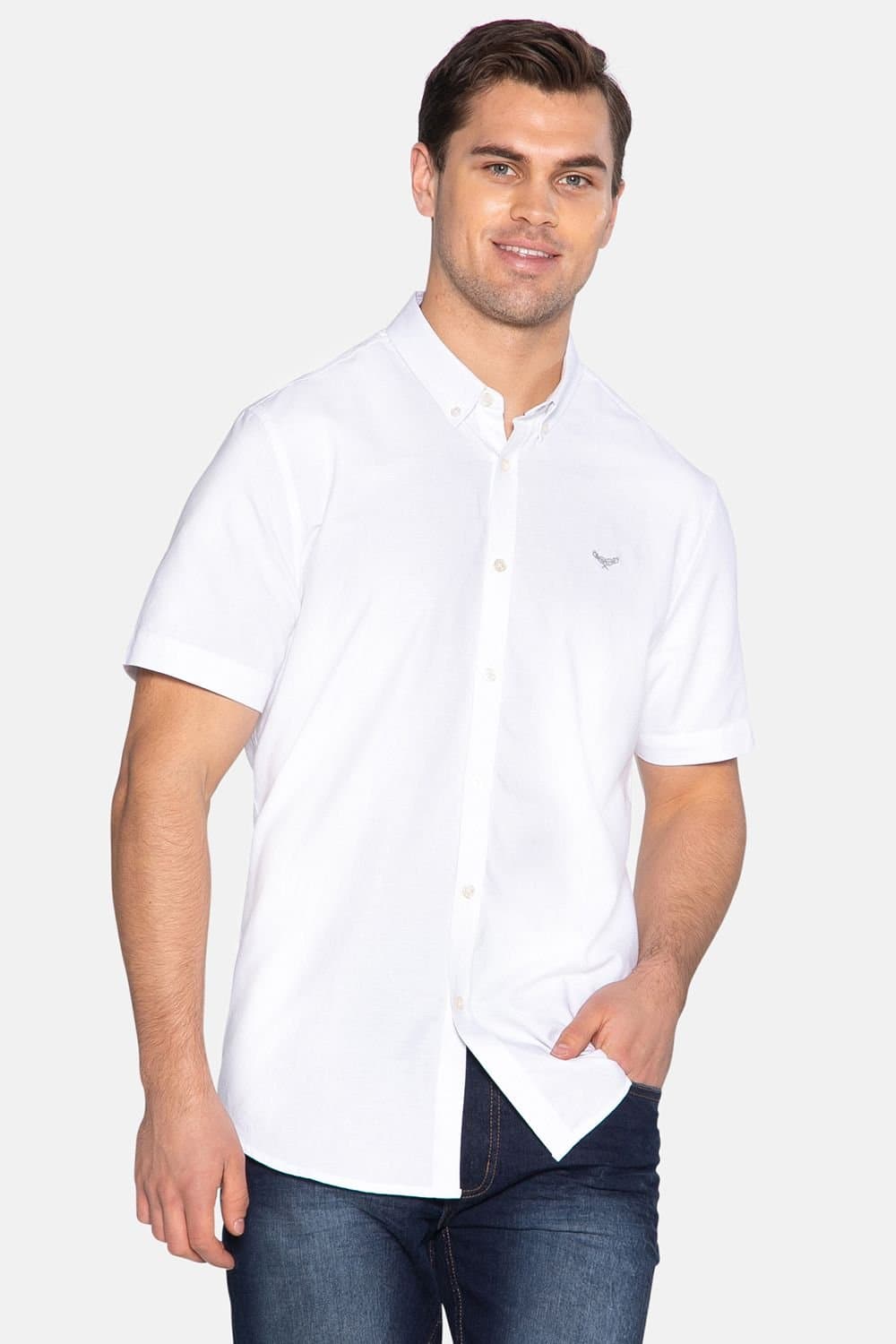 Threadbare Threadbare Men's Oxford Cotton 'Inferno' Short Sleeve Shirt in White