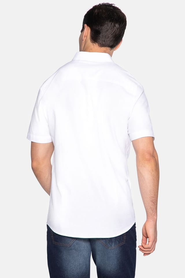 Threadbare Threadbare Men's Oxford Cotton 'Inferno' Short Sleeve Shirt in White - 2