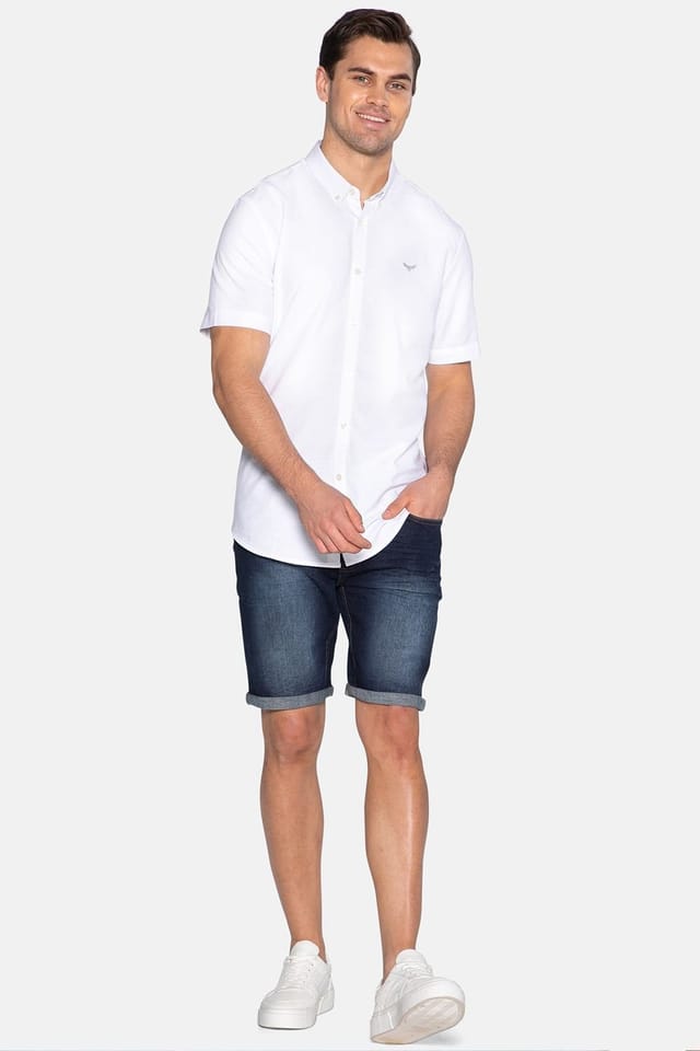 Threadbare Threadbare Men's Oxford Cotton 'Inferno' Short Sleeve Shirt in White - 3
