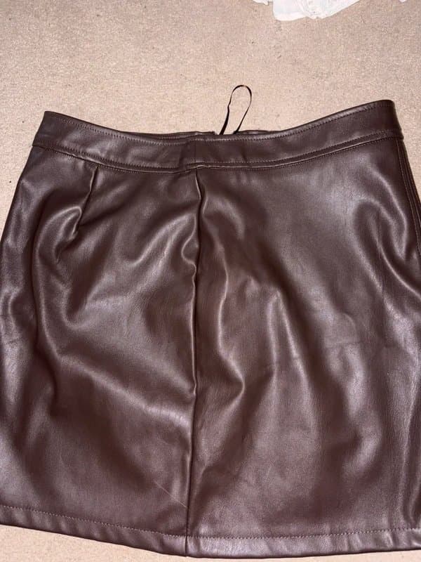 New Look New Look Brown Leather Skirt - size 10