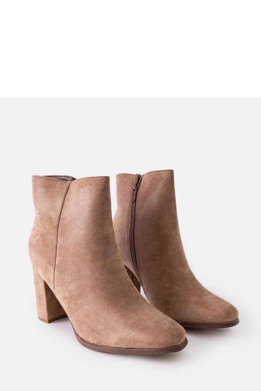 Love Lace Love Lace Beige Suede Ankle Boots with Torricelli Heel