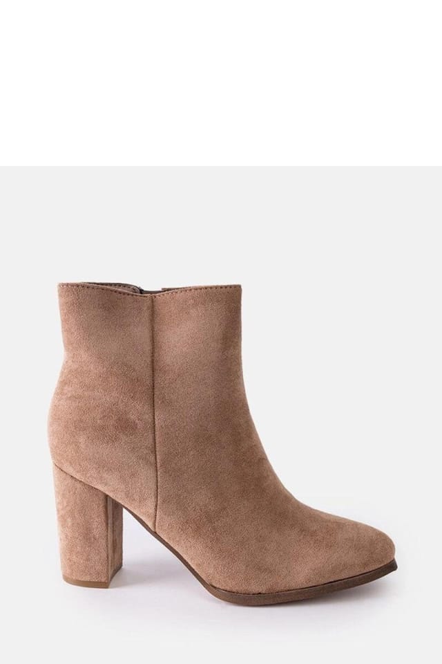 Love Lace Love Lace Women's Insulated Torricelli Column Heel Square Toe Ankle Boots in Beige - 2