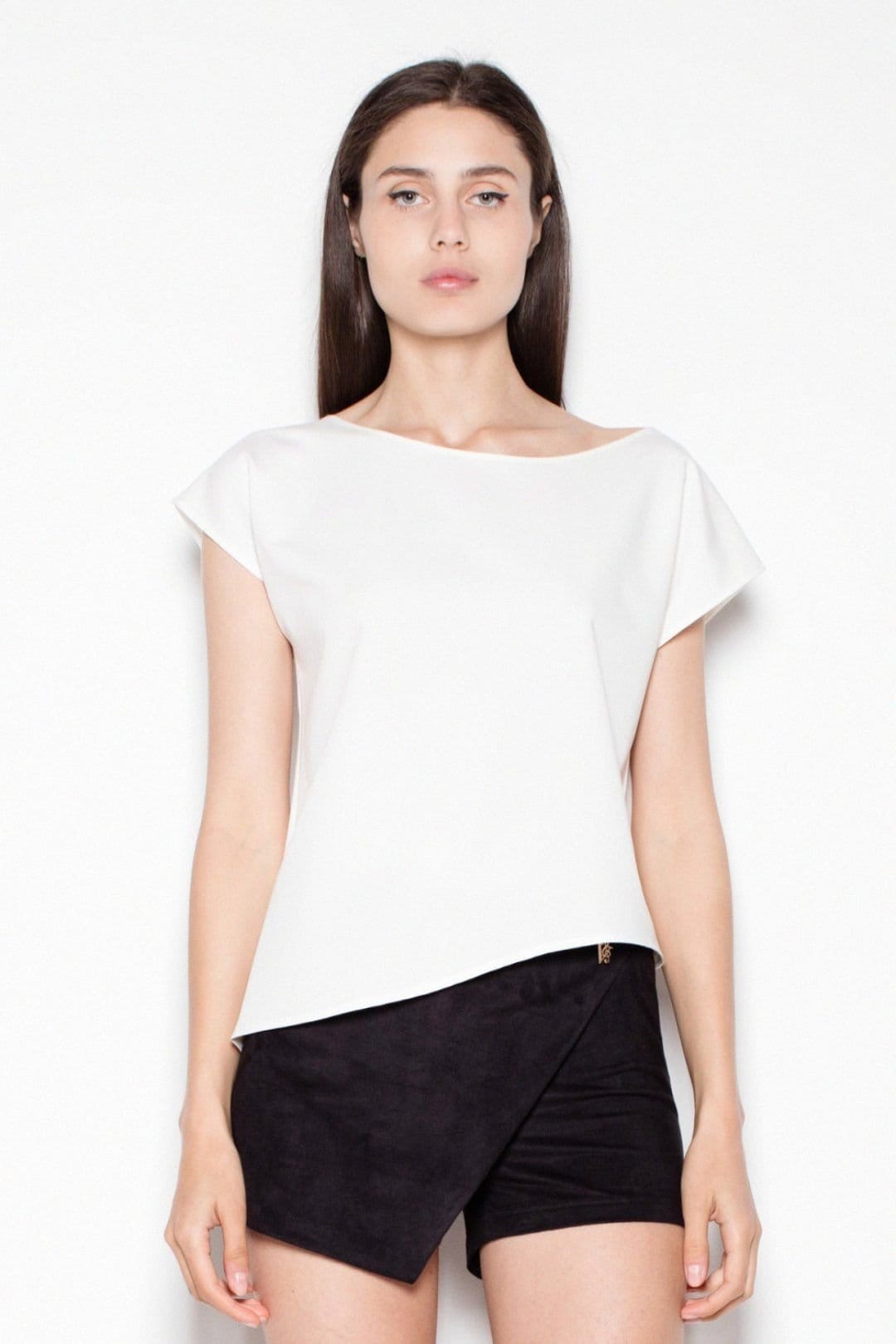 Love Lace White Asymmetric Loose Blouse with Bare Shoulder