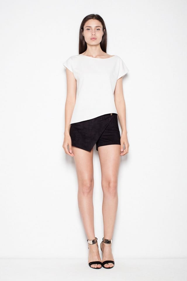Love Lace Love Lace Women's Asymmetric Loose Blouse with Bare Shoulder Sleeves in White - 2