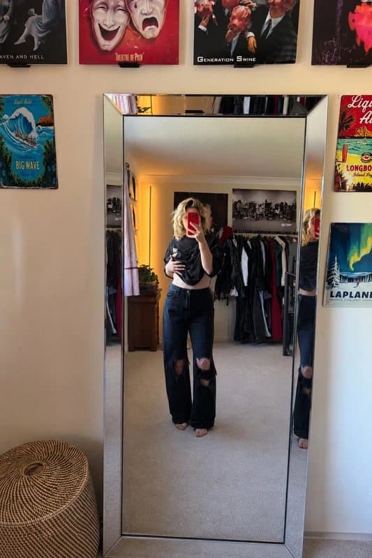 Bershka Bershka The 90’s Black Ripped Wide-Leg Baggy Jeans