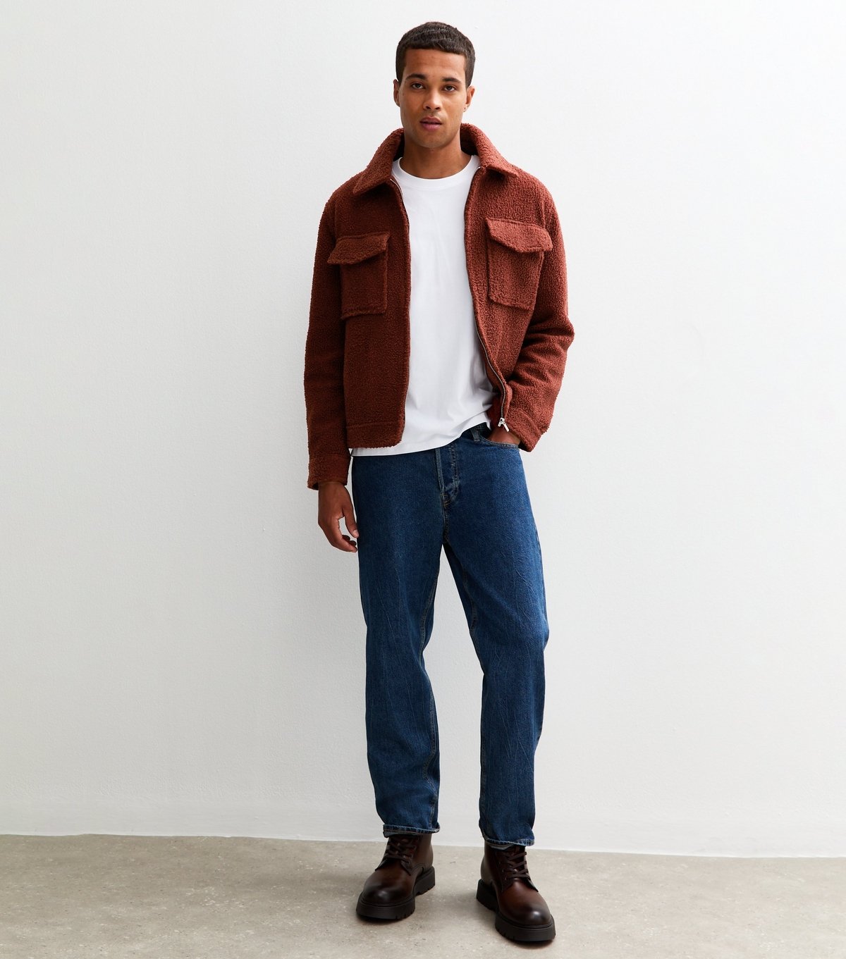 New Look Men's Light Burgundy Regular Fit Boucle Texture Jacket New Look - 3