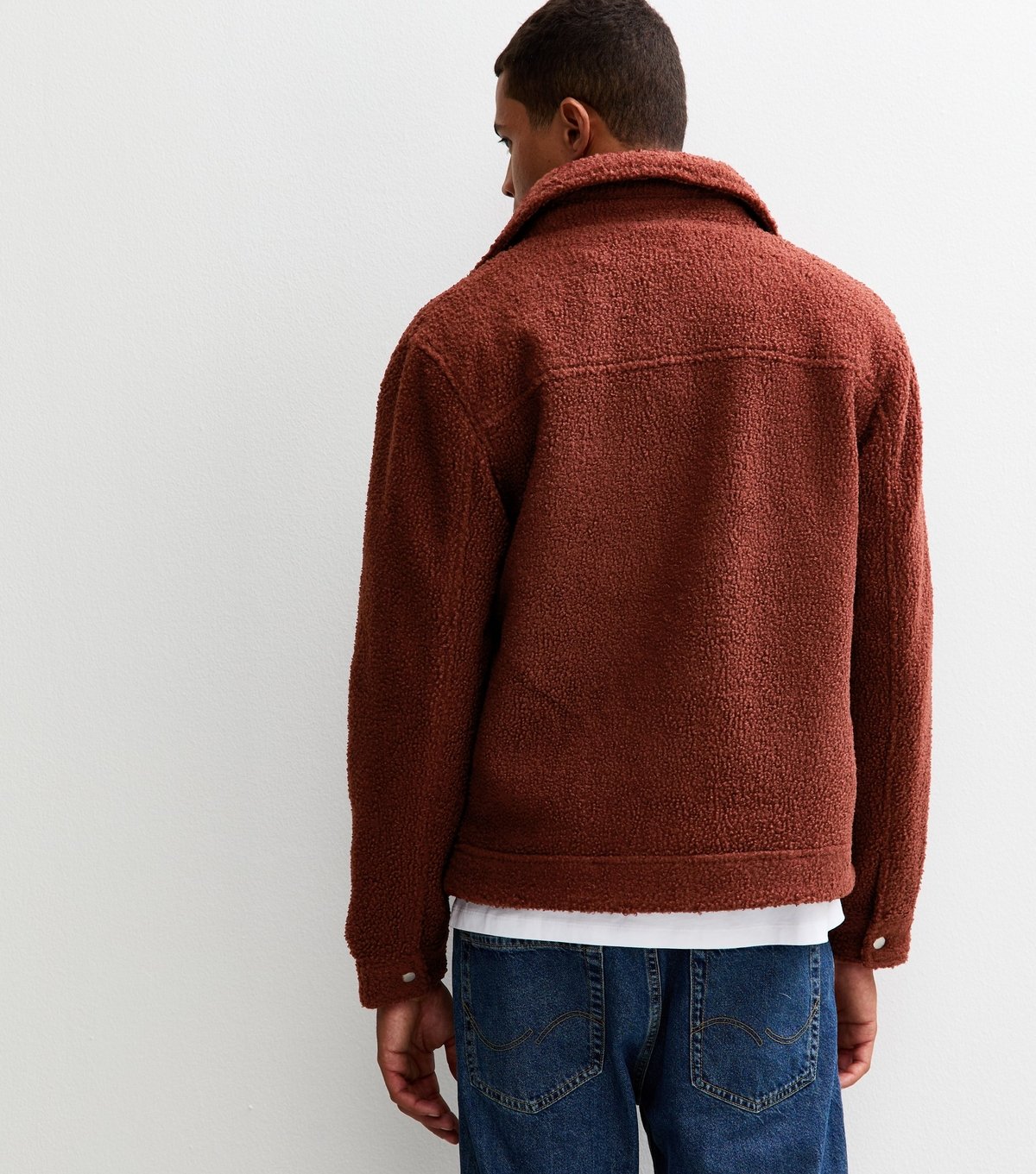 New Look Men's Light Burgundy Regular Fit Boucle Texture Jacket New Look - 4