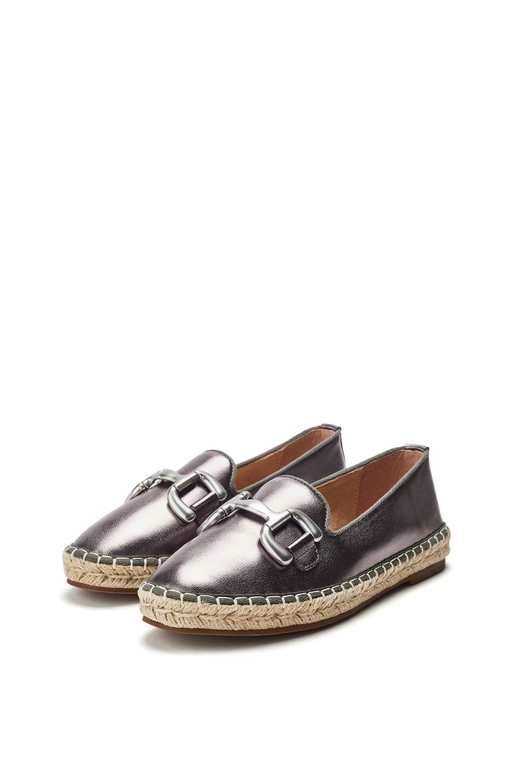 Moda In Pelle Moda In Pelle Women's 'Edulis' Leather Loafers in Metallic Silver - 3
