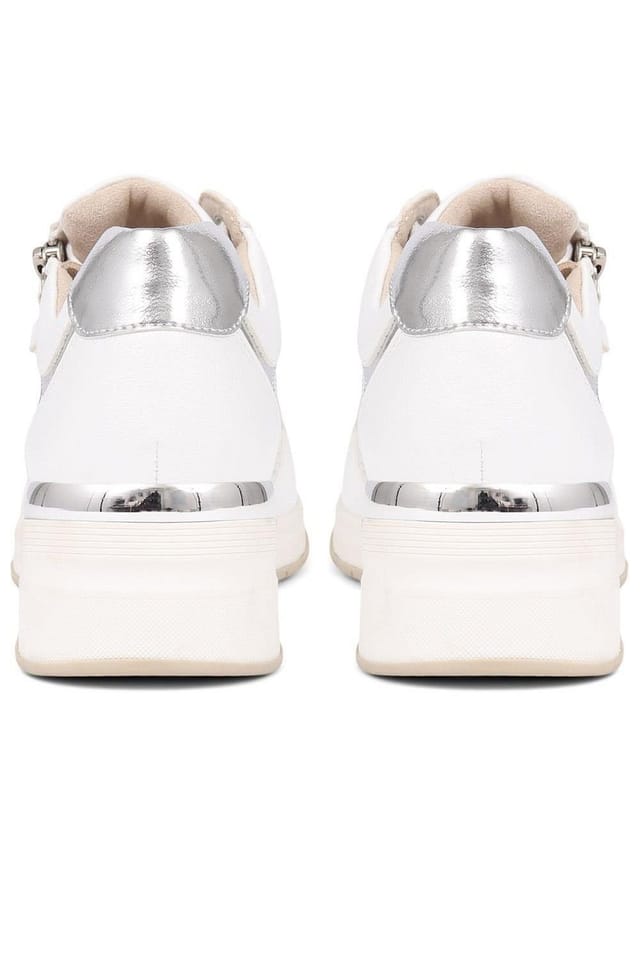 Bellissimo Bellissimo Women's Metallic Accent Wedge Trainers in White - 3