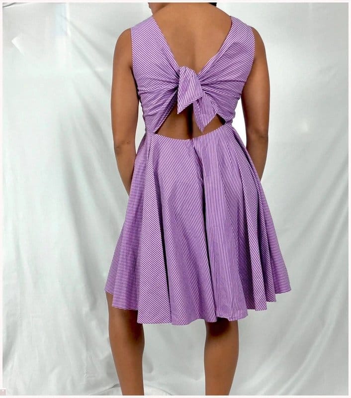 Sandro Paris Pink Purple Stripe Midi Dress