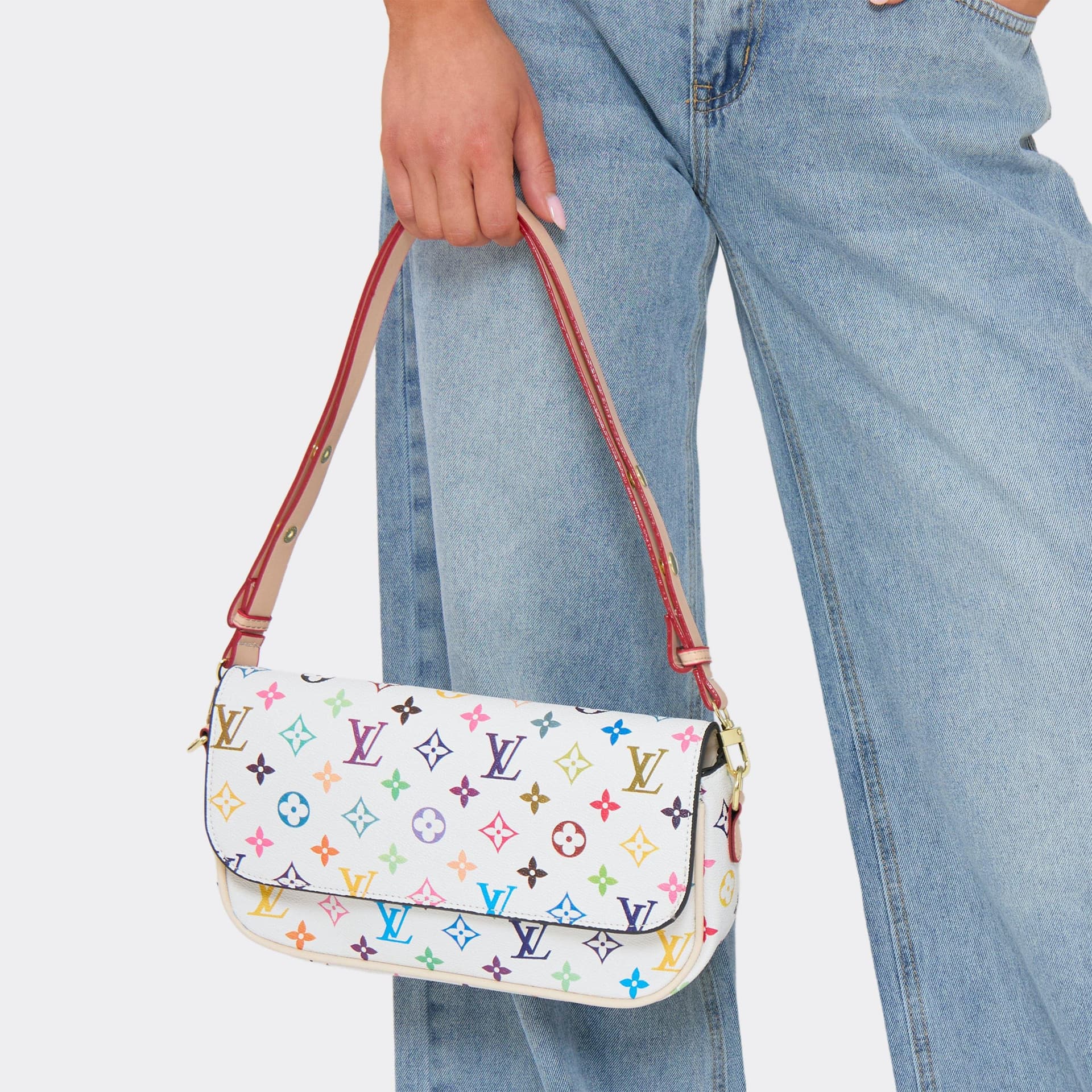 EGO EGO White Faux Leather Shoulder Bag With Printed Detail