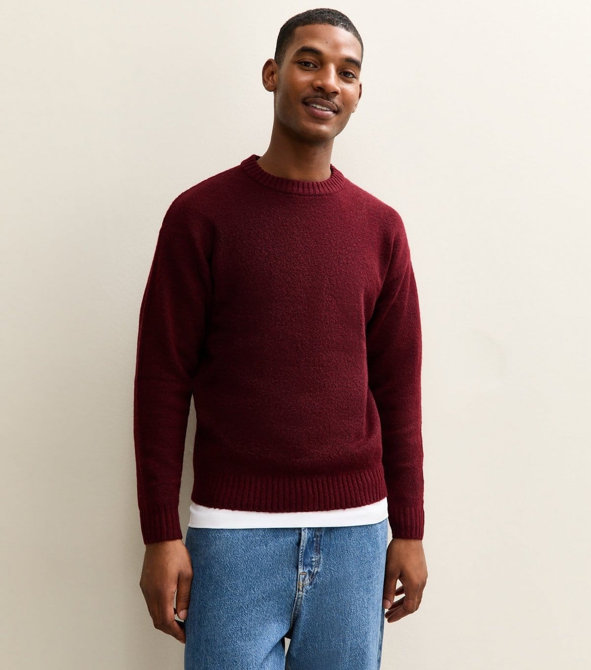 Jack & Jones Dark Red Knit Crew Neck Jumper
