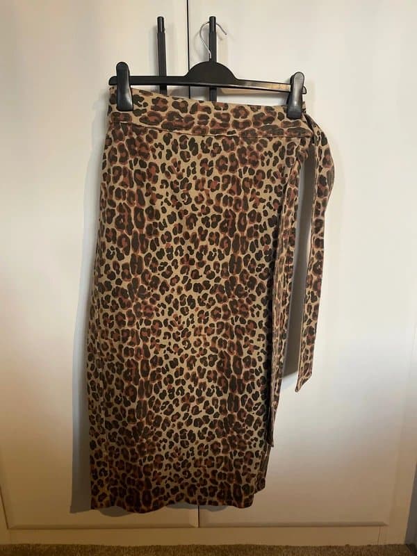 Never Fully Dressed Leopard Denim Wrap Skirt